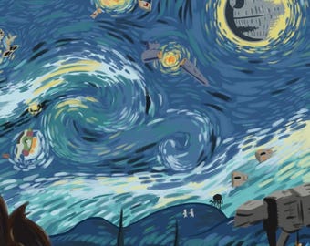 Starry Night Star Wars - Art Print - 11x17