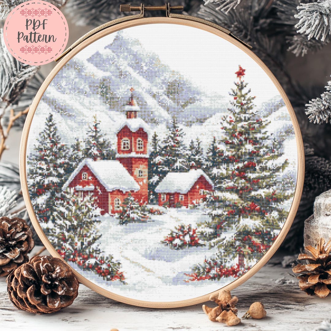 6195 Winter Village Church avec Seats Christmas Festoons Bell Tower cadeau