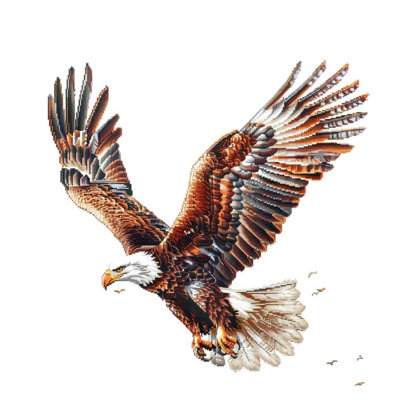 Eagle Cross Stitch Embroidery Pattern, Beginners Hand Cross Stitch, Easy Art Hoop Kit, Diy Starter Pdf