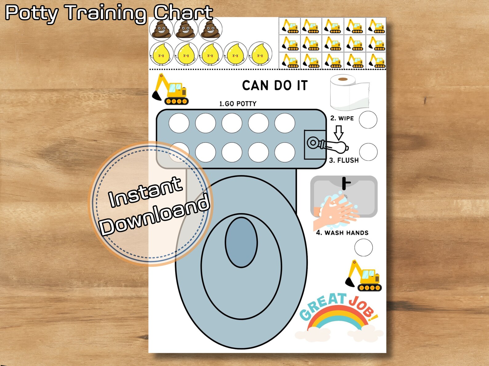 Construction Potty Chart: Toddler Reward System (digital Download) - Etsy