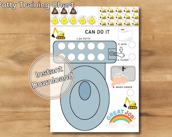 Construction Potty Chart: Toddler Reward System (Digital Download)