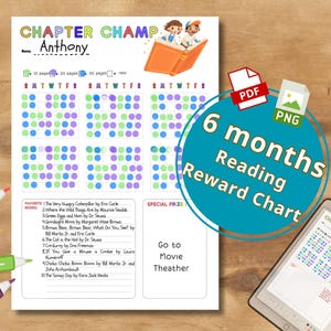 6 maanden lezen-tracker voor kinderen Leuk en kleurrijk doelendiagram Lezen AFDRUKBARE dagboekpagina Plannerpagina Leeslogboek Lezen Dagelijkse gewoonte-tracker