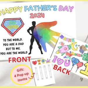 Vatertags-Handabdruck & Pop-Up-Karte Herzlichen Basteln und Ausmal-Spaß Anpassbare Karte Feier für Papa einzigartige und personalisierte Karte