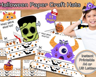 Sombreros de Halloween hechos con papel: 11 diseños imprimibles (patrón PDF)