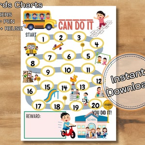 Schulbus Belohnungstabelle Behavior Tracker Chore Chart Gute & positive Gewohnheiten für Kinder Gewohnheiten Transport Tracking für Kinder