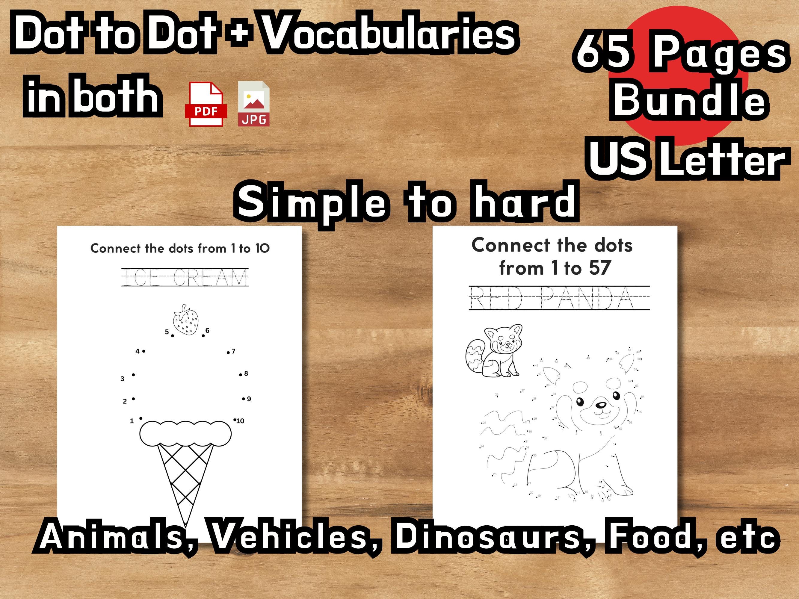 Dot to Dot Worksheets: 65 Page Vocabulary Activity Book (digital ...