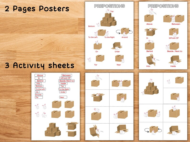 Rabbit Prepositions Chart: Kids Learning Game, Homeschool Activity ...