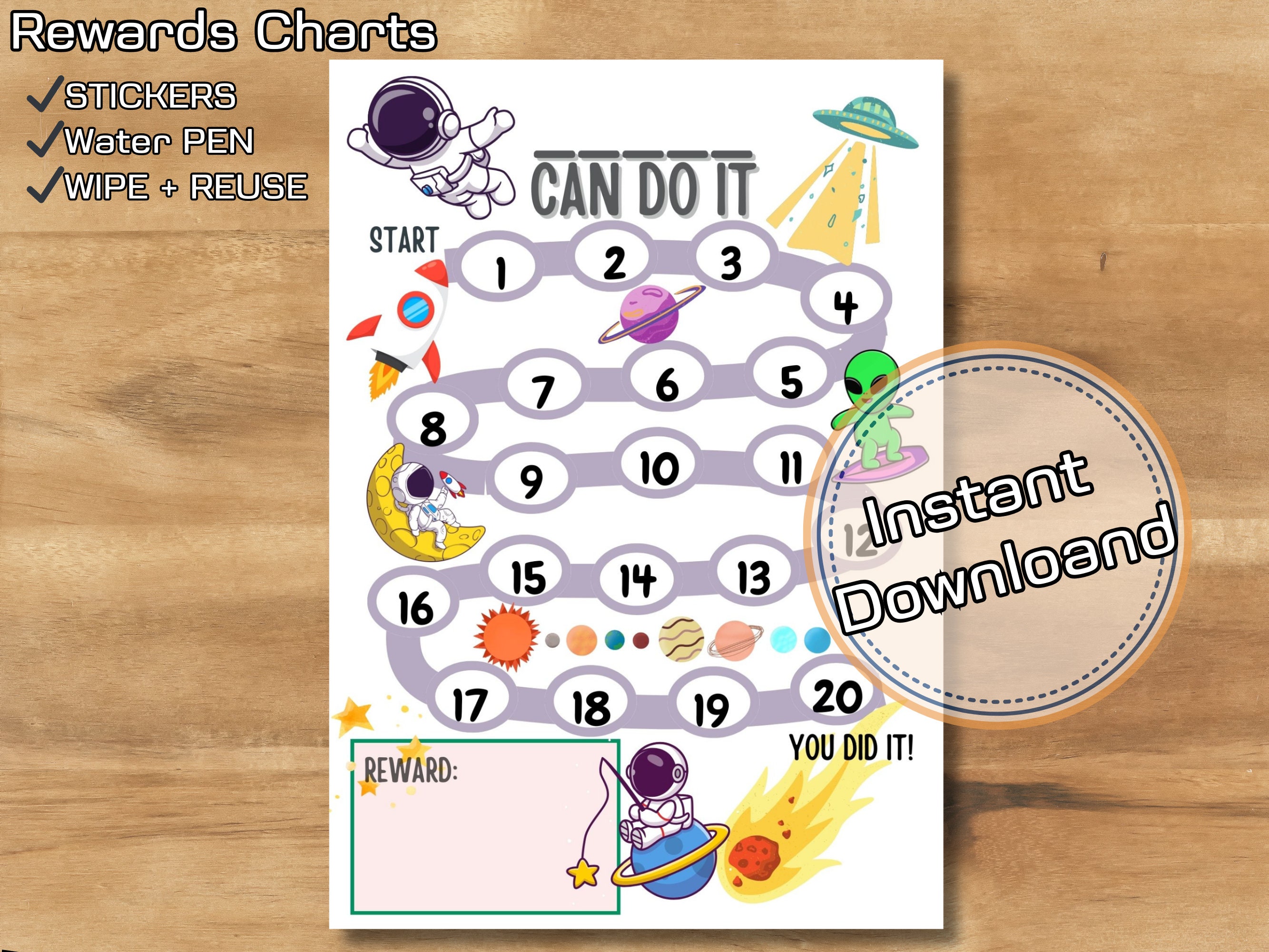 Astronaut Reward Chart: Space Theme Behavior Tracker (digital Download ...