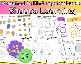 Shape Worksheets: Preschool & Kindergarten Learning Bundle (PDF Download)