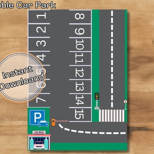 Alfombrilla de juego portátil para aparcamiento, juego de aparcamiento reutilizable para llevar para niños, espacios numerados para viajes independientes y divertidos, estacionamiento para coches de bolsillo instantáneo