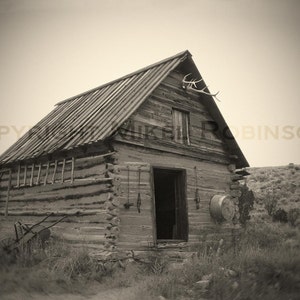 Hunting Cabin. Original Digital Photograph Print. New Mexico. Southwestern. Black and White. Antique. Wall Decor. CABIN by Mikel Robinson