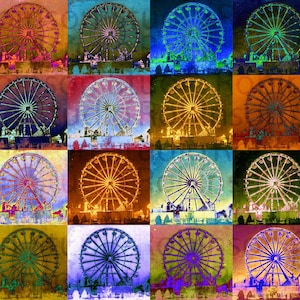 Riesenrad. Original Digital Fotografie Kunstdruck. Karneval Themenpark. Fahrt. Wandkunst. Wanddekoration. 16 RIESENRÄDER von Mikel Robinson