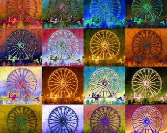 Ferris Wheel. Original Digital Photograph Art Print. Carnival Theme Park. Ride. Wall Art. Wall Decor. 16 FERRIS WHEELS by Mikel Robinson