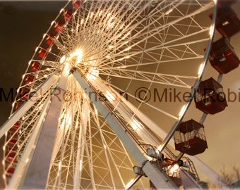 Original Photograph. Giclee Art Print. Wall Art. Office Wall Decor. CHICAGO WHEEL by Mikel Robinson. Chicago. Navy Pier. Ferris Wheel.