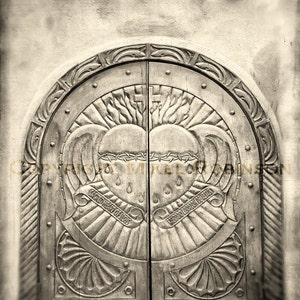 Sacred Heart. Black and White. Original Digital Photograph Giclee Art Print. Wall Art. Wall Decor. SACRED HEART DOOR by Mikel Robinson