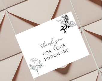 Thank You Purchase Card - DIGITAL Download - Printable Card -Thank You Purchase Card