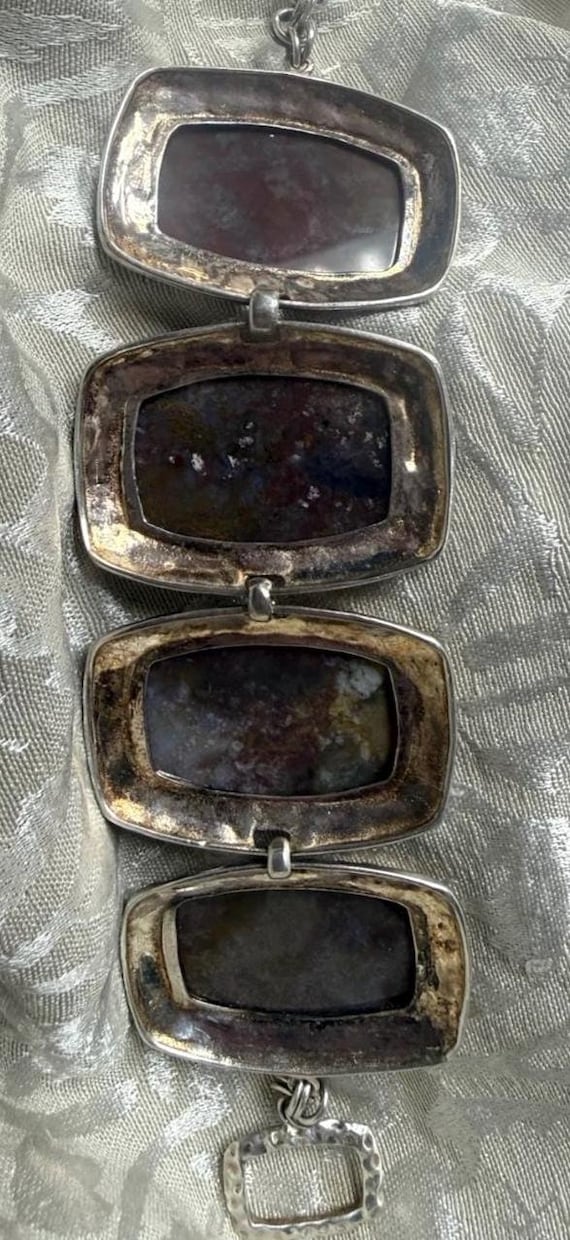 Genuine Agate Four Rectangular Stone Sterling Cha… - image 2