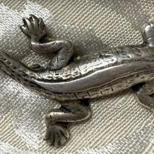 Lizard Salamander Vintage Sterling Very Cool Silver M Brooch Pin 2-2/4"H x 1"W