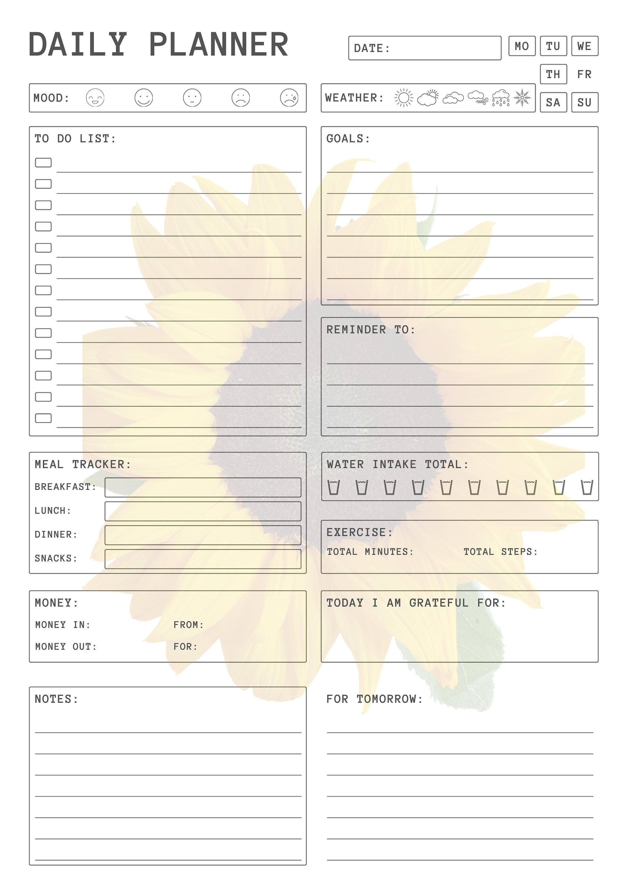 Daily Planner With Flowers - Etsy