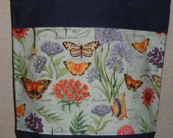 Flower Denim Tote Etsy - roblox butterfly jeans