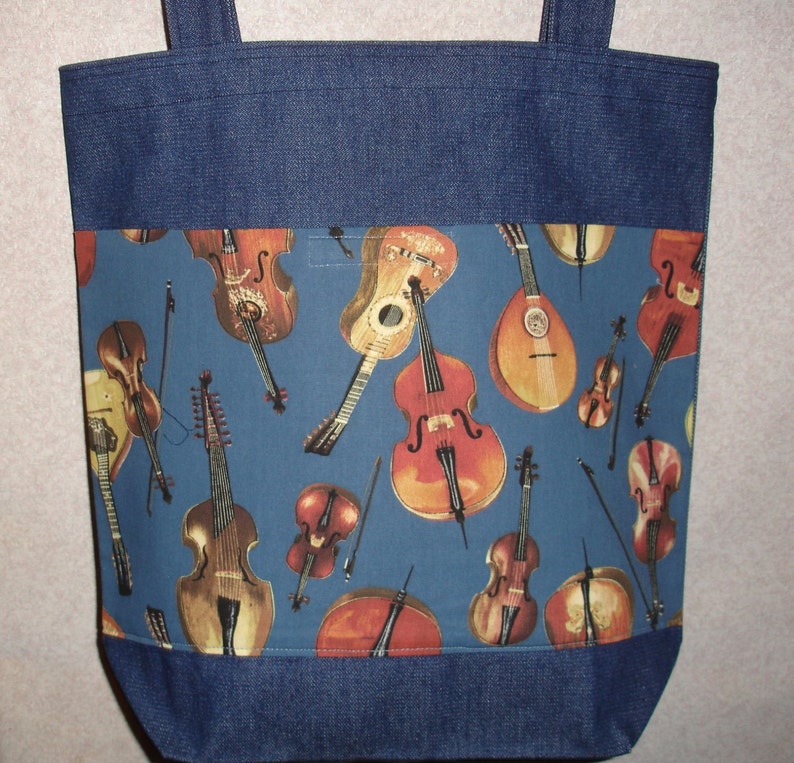 New Large Handmade Music Violin Cello Denim Tote Bag Etsy