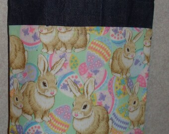 New Small Handmade Easter Bunny Egg Denim Tote Bag