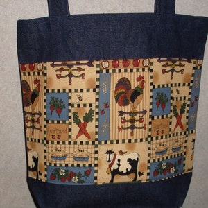New Handmade Large Heartland Farm Country Denim Tote Bag