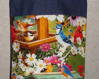 New Small Handmade Bird Feeder Birds Denim Tote Bag Purse
