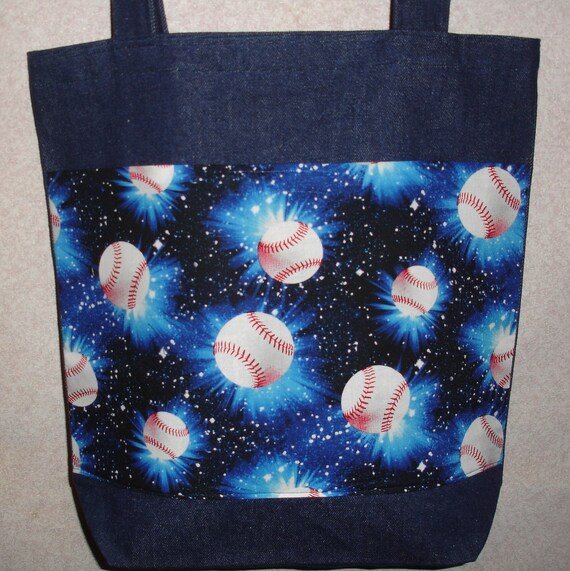 Baseball Tote Bag Cosmic Stars New Large Handmade Denim