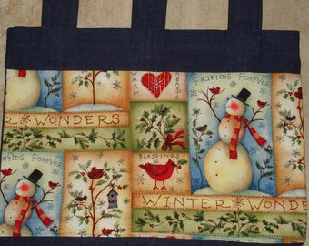 New Handmade Denim Walker Tote Bag Holiday Winter Christmas Snowman Theme