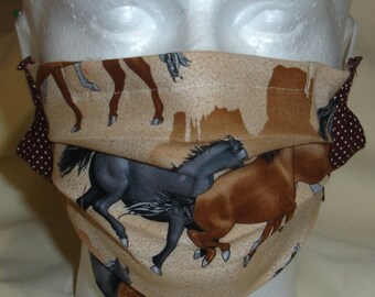 USA Face mask, cotton mask, lined cotton mask, face cover, handmade with Running Horses SW Fabric