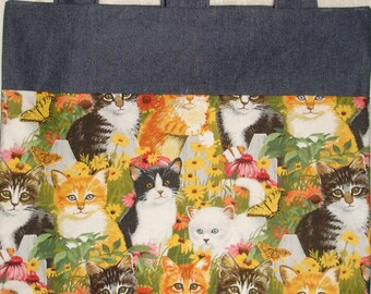 New Handmade Cats Kittens and Sunflowers Walker Tote Bag