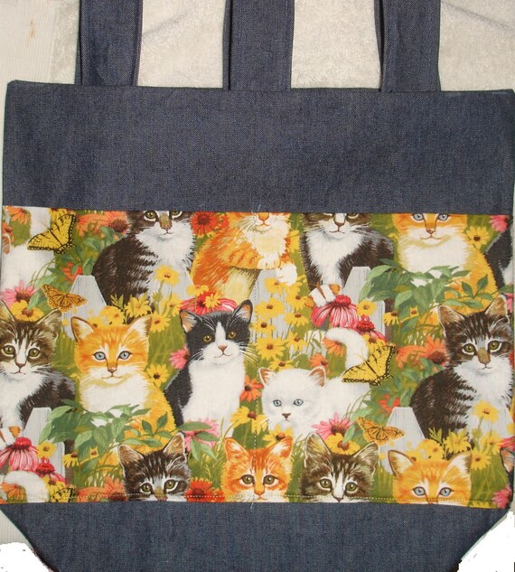 New Handmade Cats Kittens and Sunflowers Walker Tote Bag