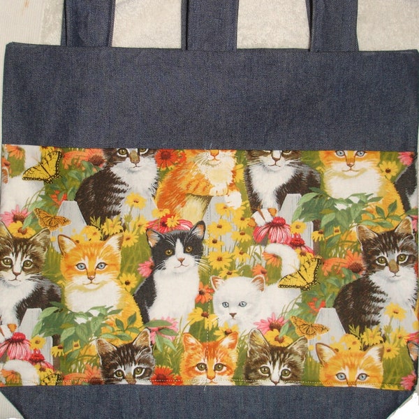 New Handmade Cats Kittens and Sunflowers Walker Tote Bag