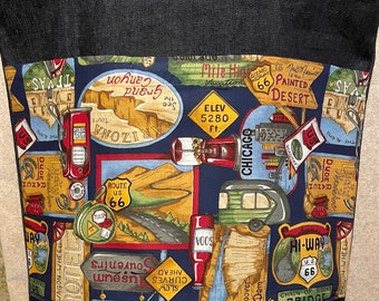 Route 66 Tote Bag Large Handmade Denim Landmarks America