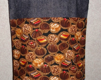 New Small Handmade Chocolate Candy Treats Denim Tote Bag