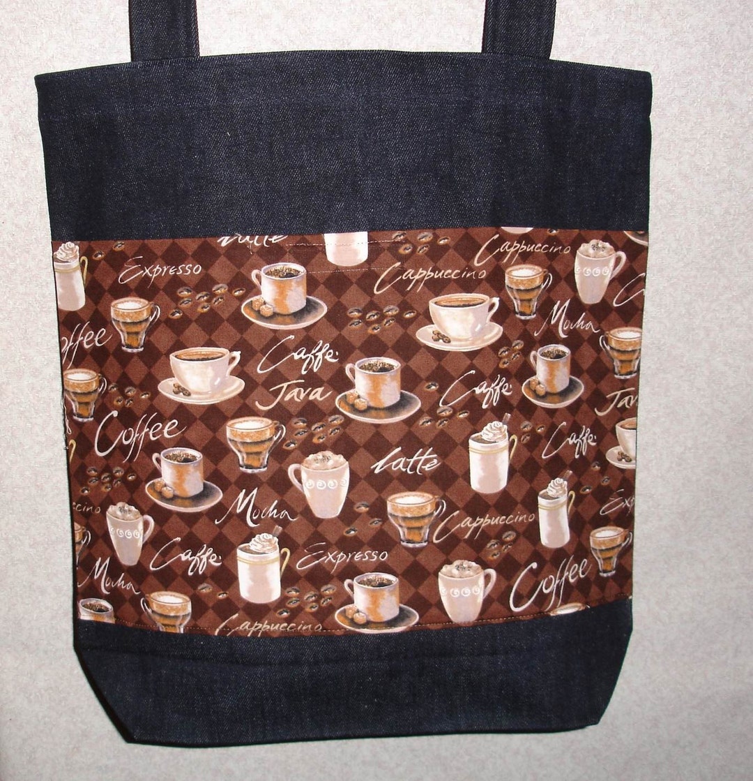 New Handmade Large Coffee Java Denim Tote Bag - Etsy