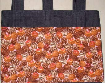 New Handmade Denim Walker Bag Sweet Chocolate Treats Candy Pink Background Theme