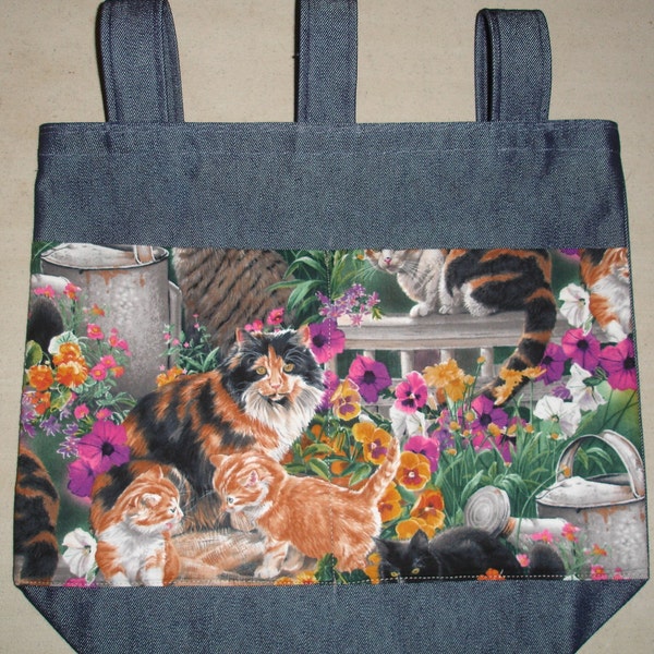 New Handmade Cats and Flowers Walker Tote Bag