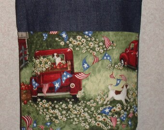 New Small Handmade Americana Pickup Truck Country Denim Tote Bag