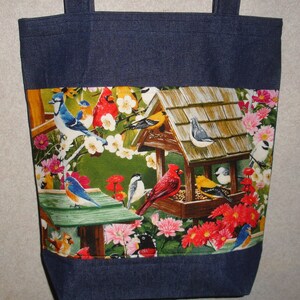 New Handmade Large Backyard Bird Feeder Denim Tote Bag