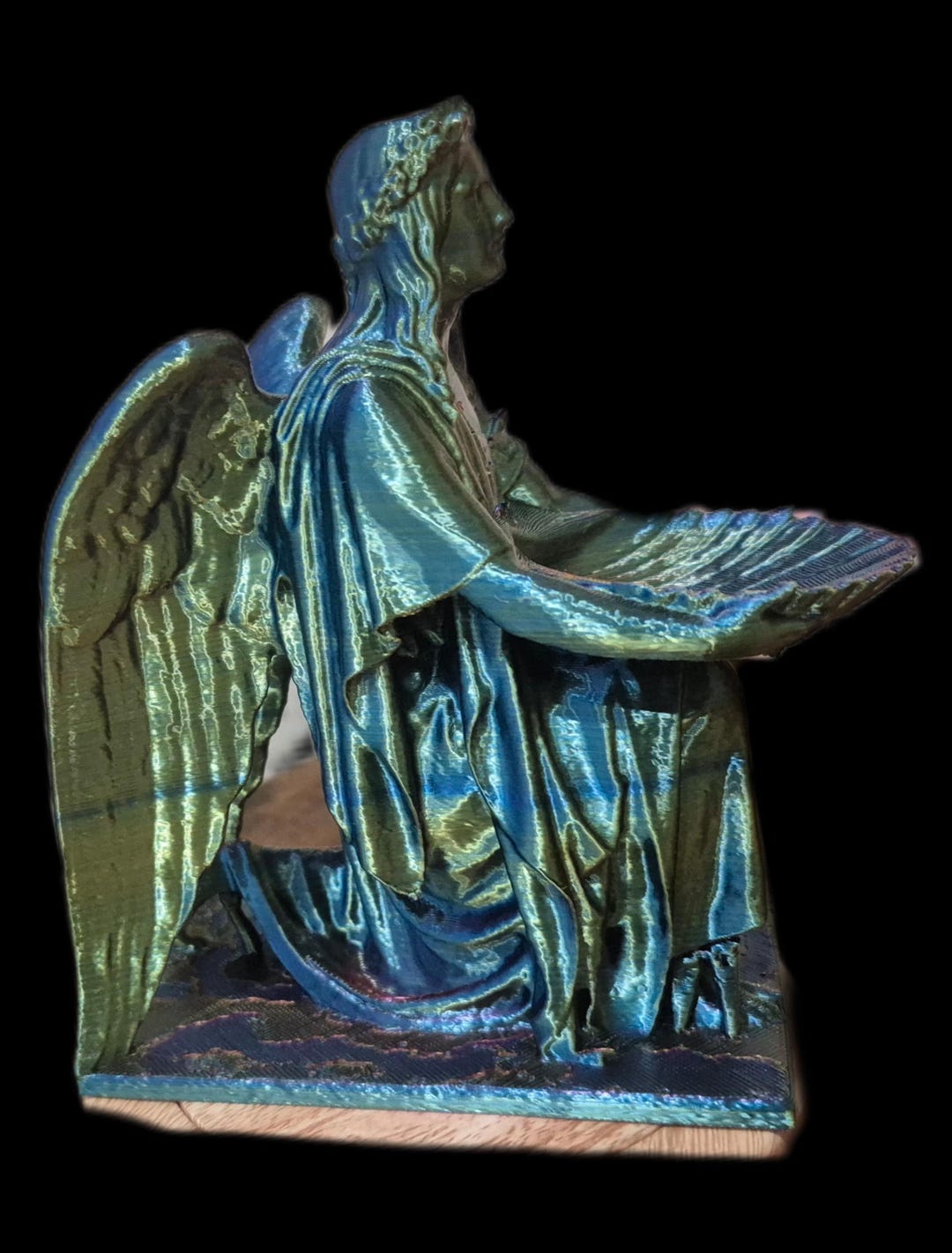 Shell Angel Statue Angel Statue With Shell Bowl - Blue, Yellow, Pink - Etsy