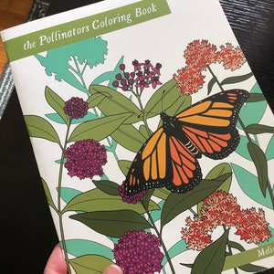 Pollinators Coloring Book - Butterflies Birds Bees and Beetles and Native Plants