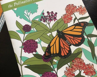 Pollinators Coloring Book - Butterflies Birds Bees and Beetles and Native Plants