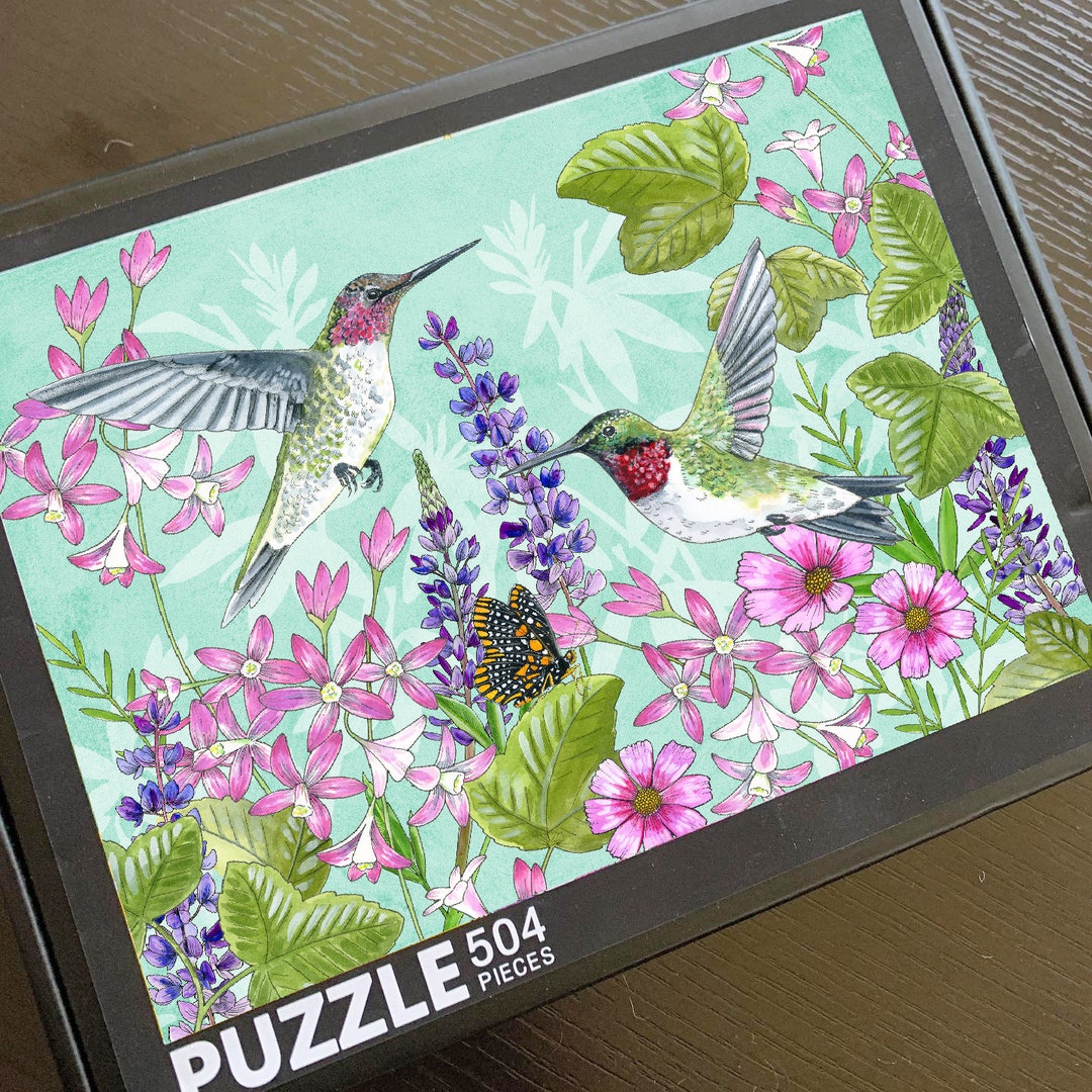 Wooden Jigsaw Puzzle 1000 Pieces, Hummingbird and Flower, Unique Puzzle