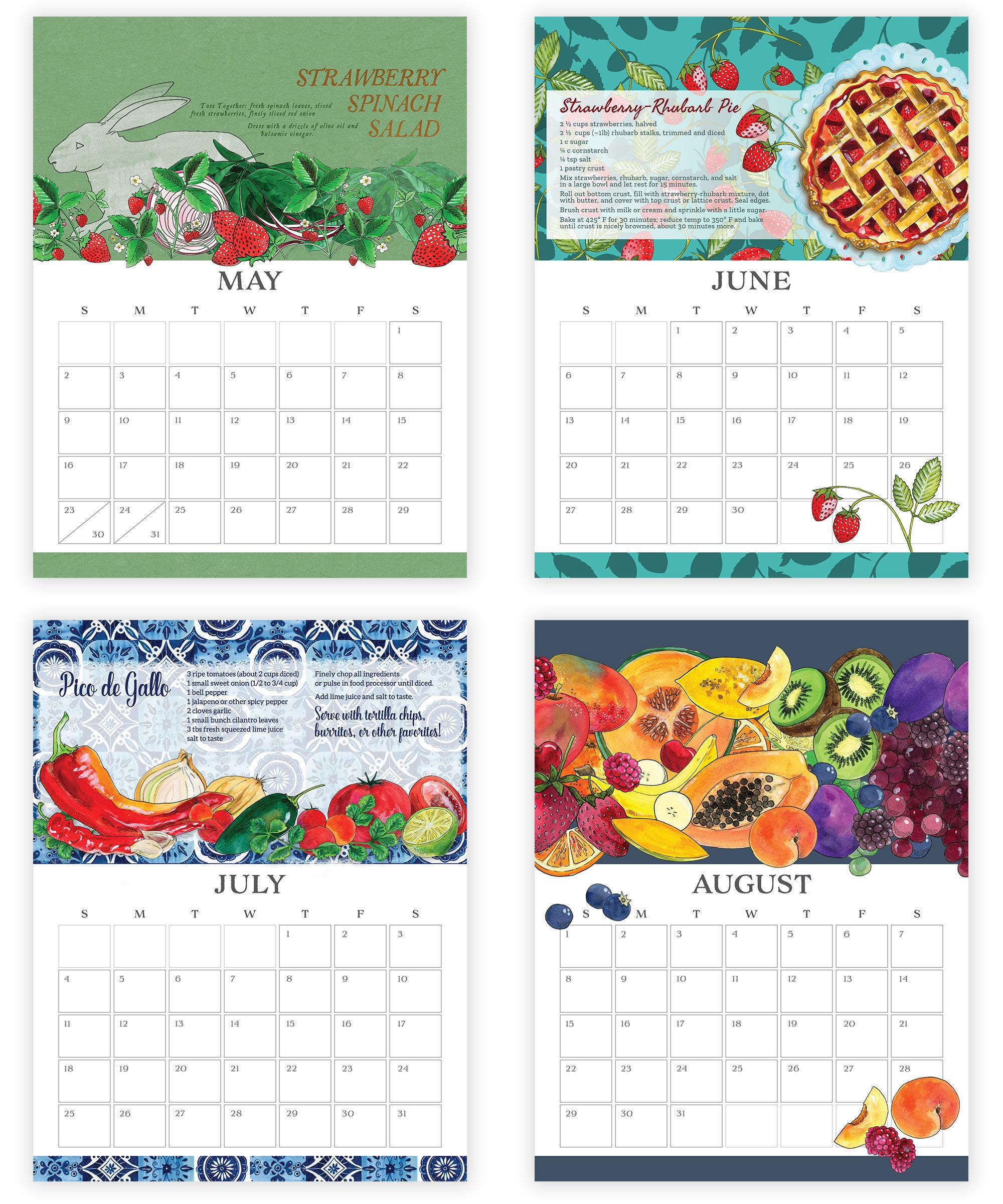 2021 Illustrated Food Wall Calendar 8.5x11 | Etsy