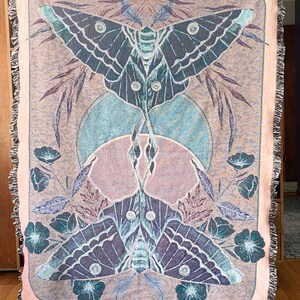 Moon Moth Cotton Throw Blanket Tapestry Made in the USA image 5
