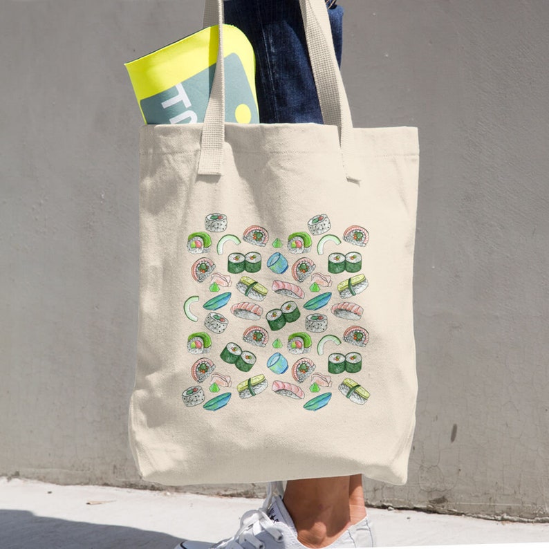Sushi Pattern Canvas Tote Bag