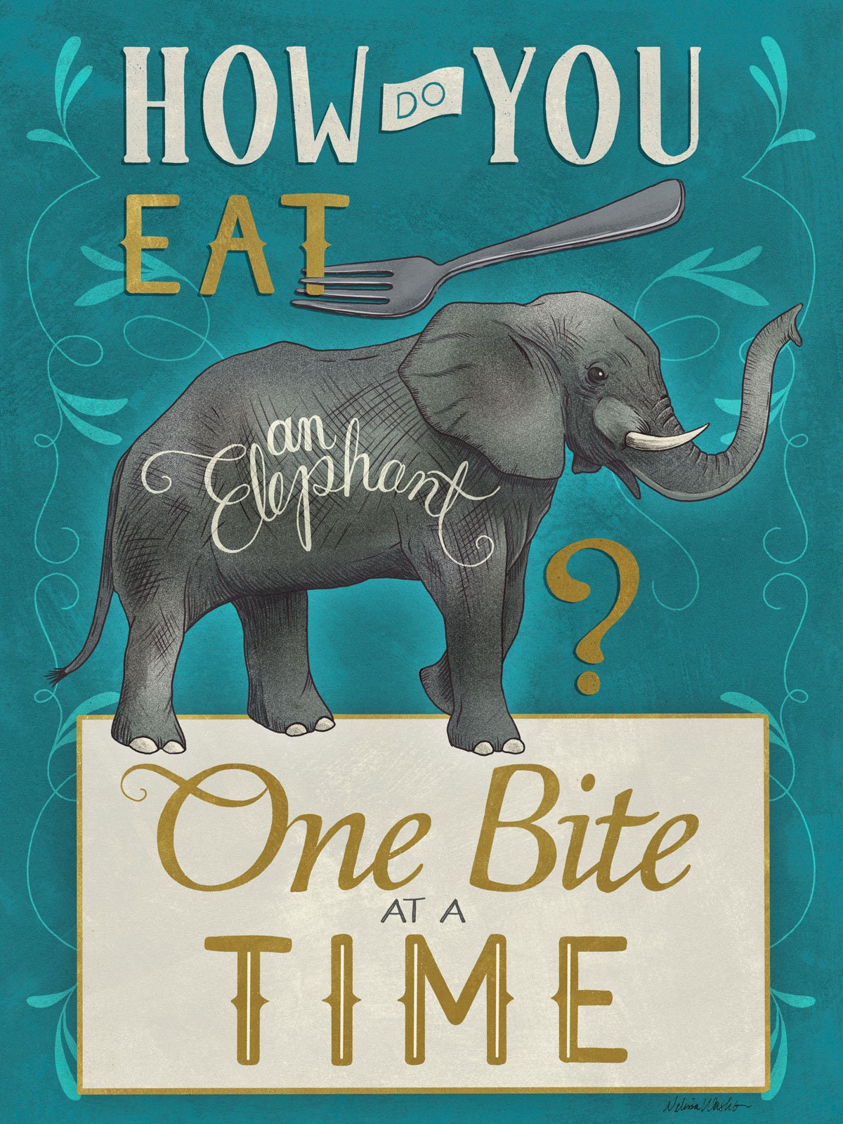 How Do You Eat an Elephant Art Print Unframed Etsy