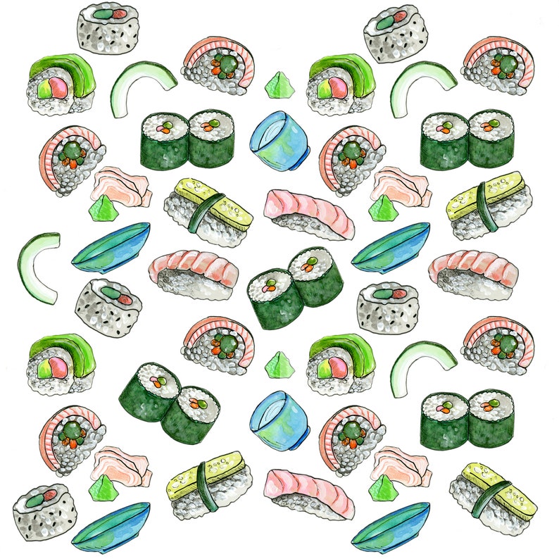 Sushi Pattern Canvas Tote Bag